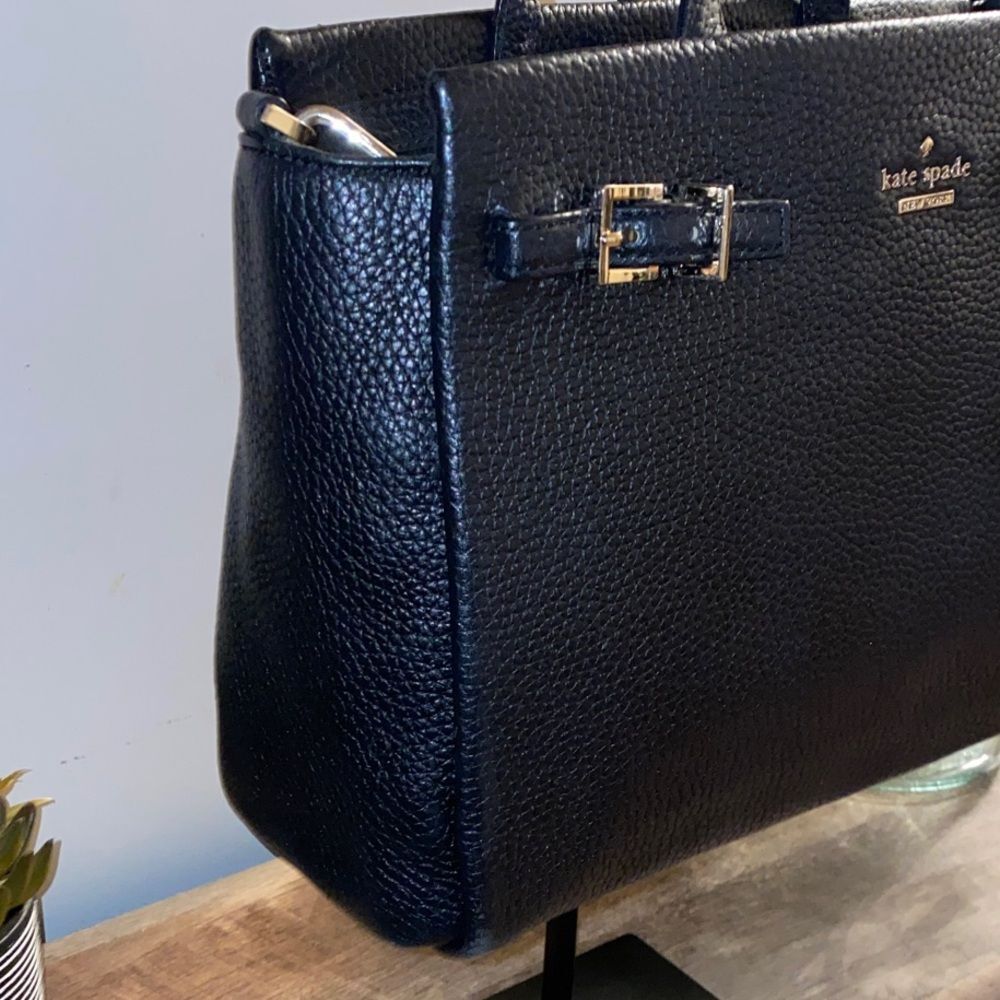 Kate Spade Holden Street Rani Black Pebbled Leather Satchel Handbag Shoulder Bag - Picture 4 of 15